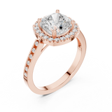 Gold Ring, Cushion center stone, Rose Gold, view 2