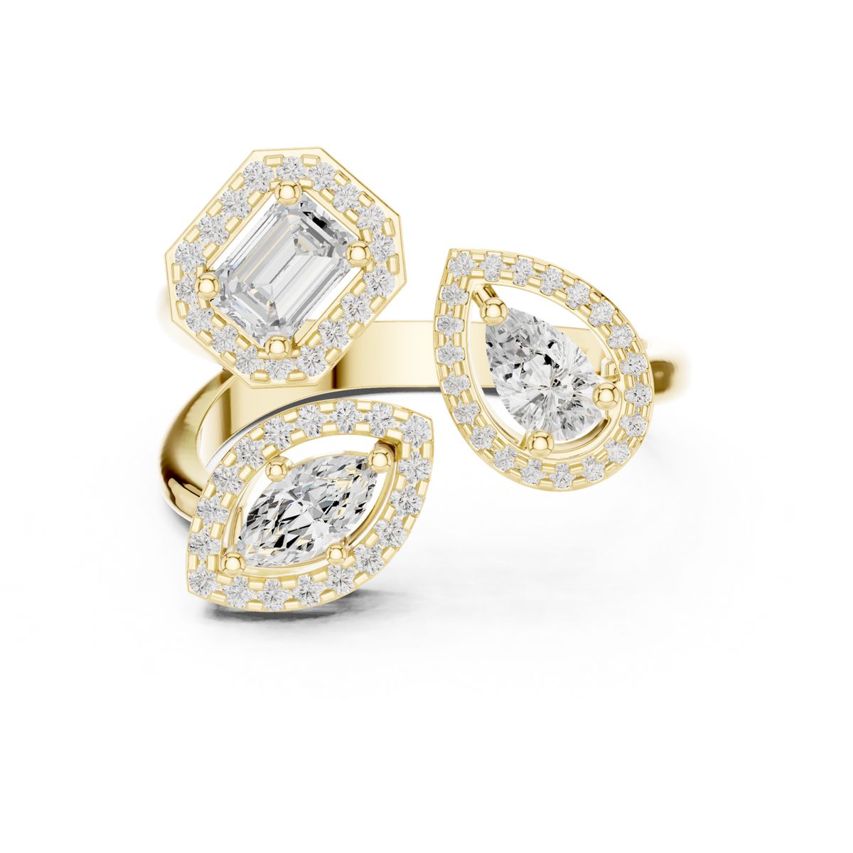 14K Solid Gold Lab Diamond Twist Ring, Yellow Gold