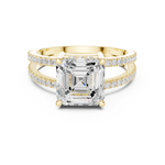 Gold Jewelry, Asscher center stone, Yellow Gold, view 4