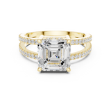 Gold Jewelry, Asscher center stone, Yellow Gold, view 4