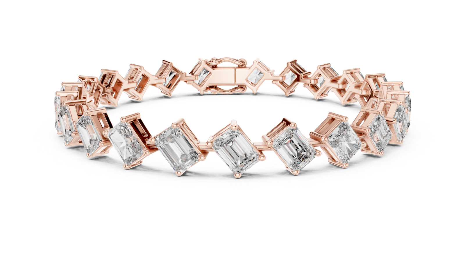 14K Solid Gold Lab Diamond Bracelet, Rose Gold, view 4