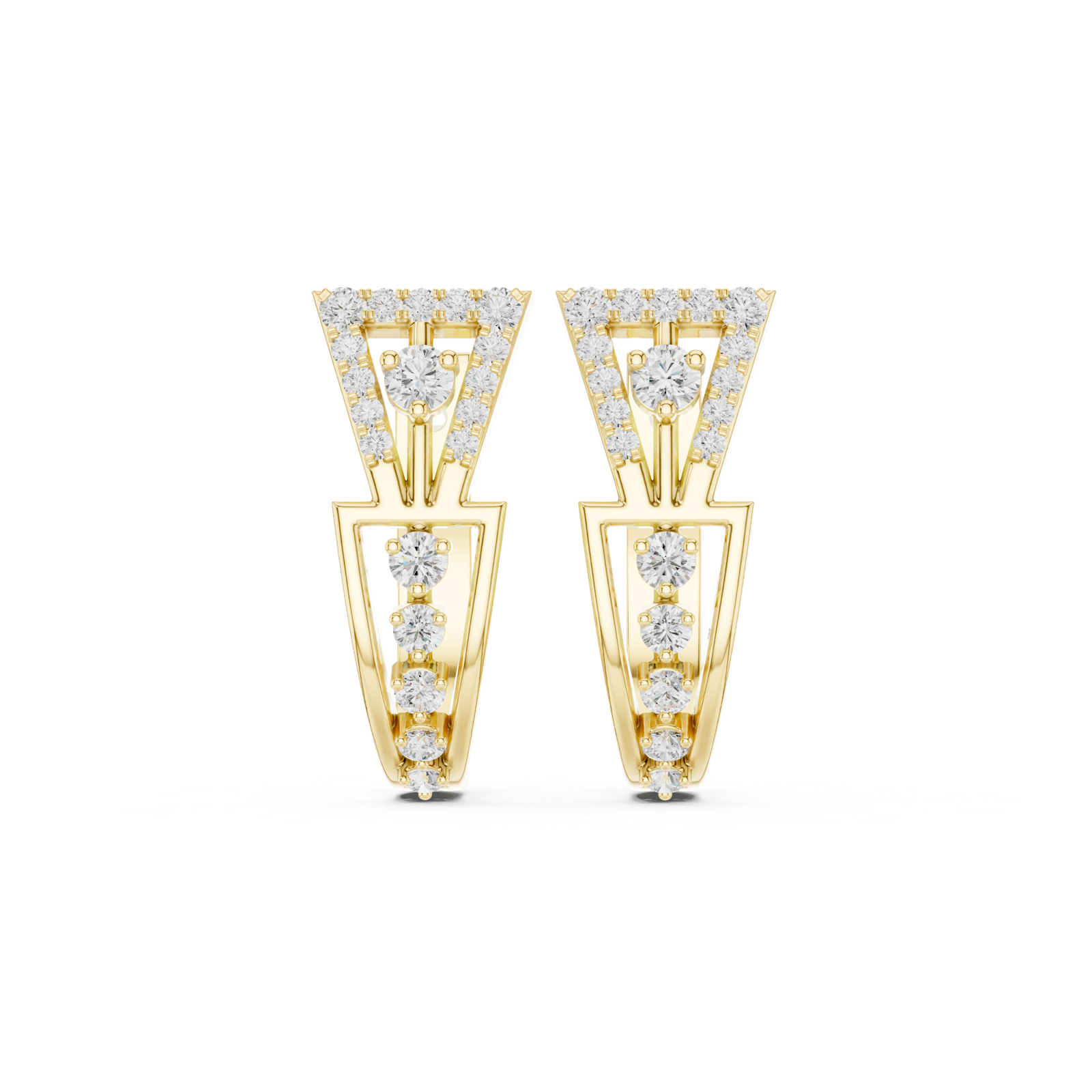 14K Solid Gold Lab Diamond Cluster Earrings, Yellow Gold