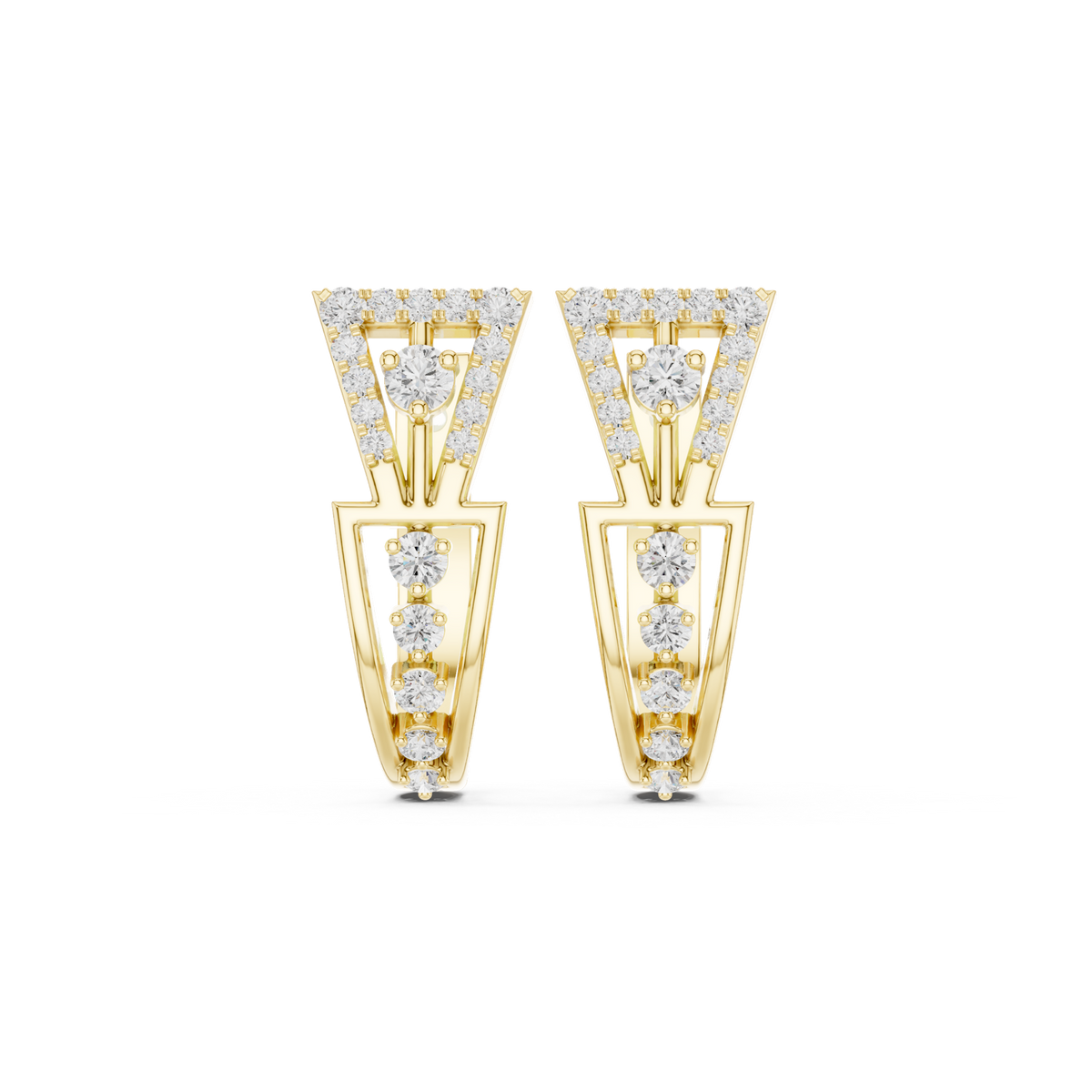 14K Solid Gold Lab Diamond Cluster Earrings, Yellow Gold