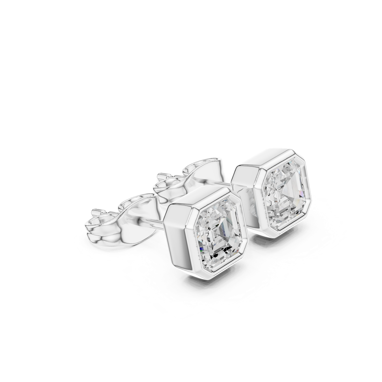 Gold Jewelry, Asscher center stone, White Gold, view 1