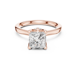 Gold Ring DDLR-176, Princess center stone, Rose Gold, view 4