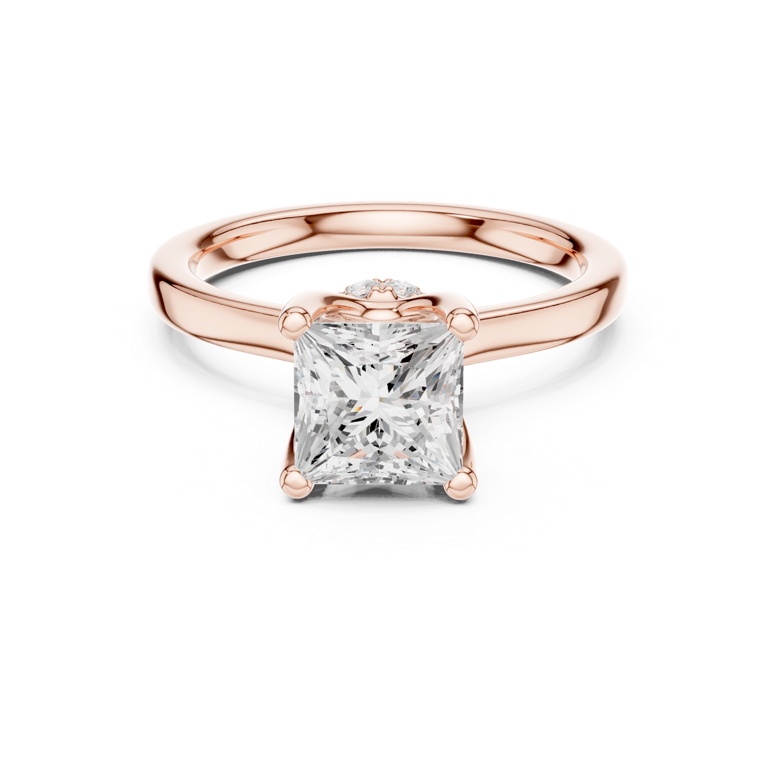 Gold Ring DDLR-176, Princess center stone, Rose Gold, view 4