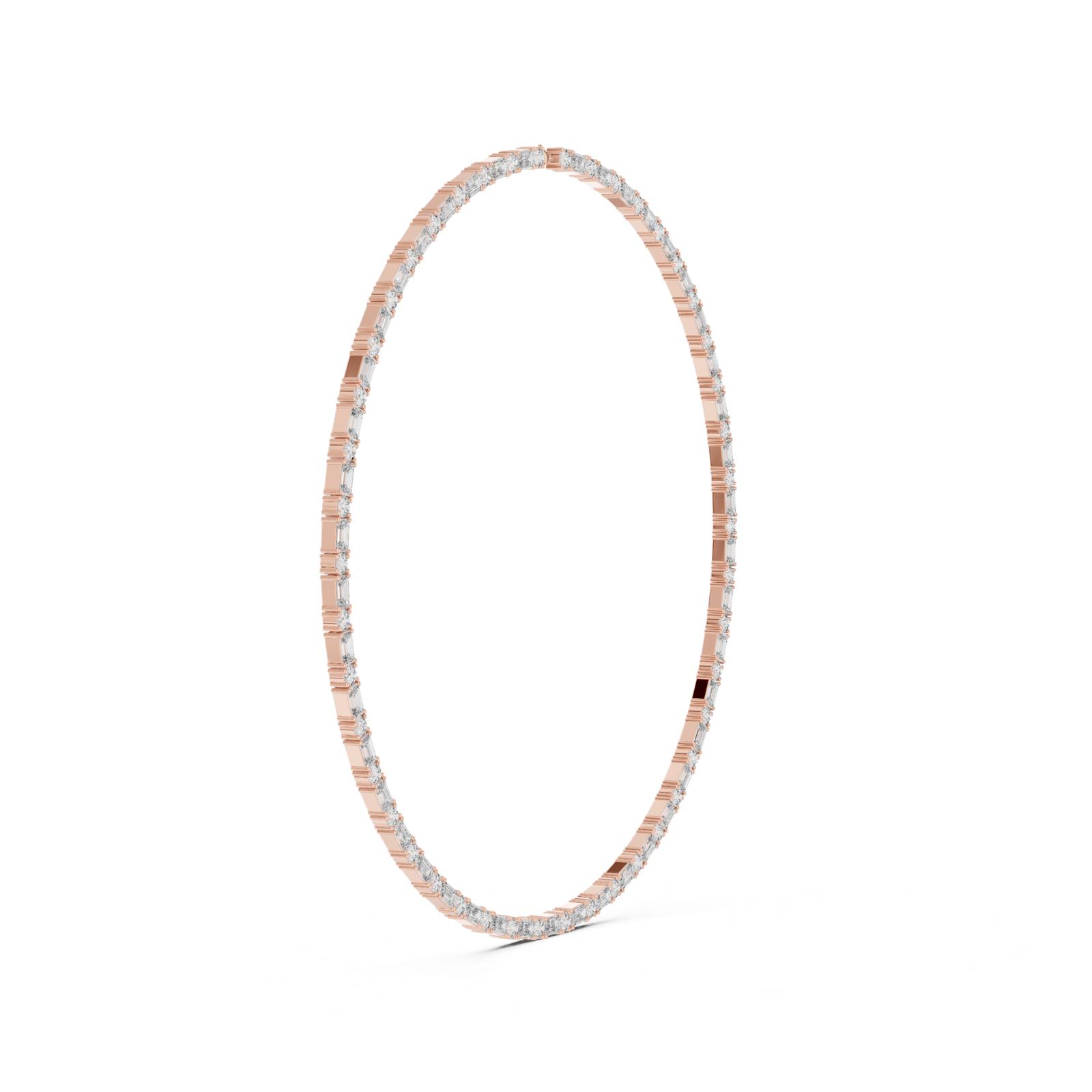 14K Solid Gold Lab Diamond Tennis Necklace, Rose Gold, view 3