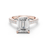 Gold Ring, Emerald center stone, Rose Gold