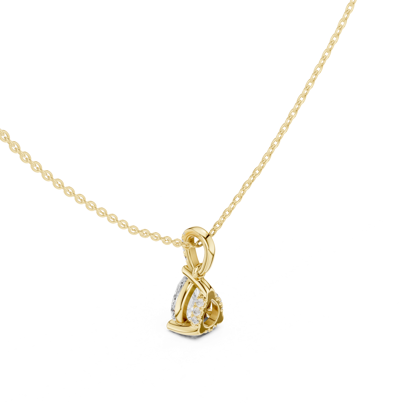 Gold Jewelry DDPO-009, Pear center stone, Yellow Gold, view 2