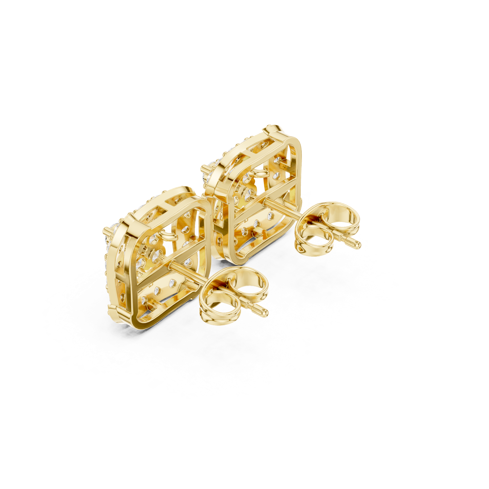 Gold Earrings ALJERV-479, Yellow Gold, view 2