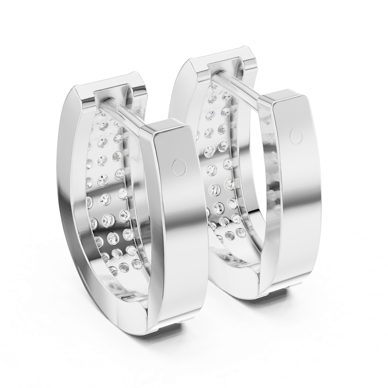 Gold Earrings L03-14, White Gold, view 3