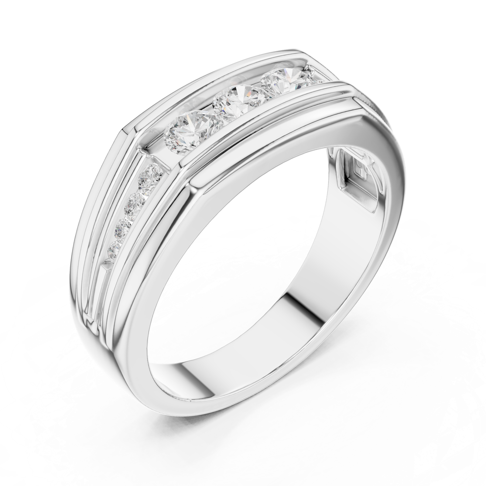 Gold Men's Ring GGR-0018, White Gold, view 2