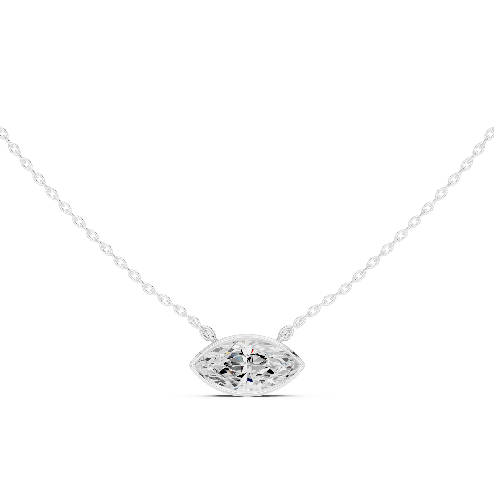 Gold Jewelry DDPO-007, Marquise center stone, White Gold, view 4
