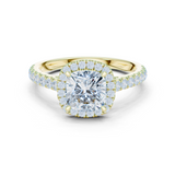 Gold Ring DDLR-118, Cushion center stone, Yellow Gold