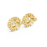 14K Solid Gold Lab Diamond Halo Earrings, Yellow Gold, view 3