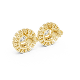 14K Solid Gold Lab Diamond Halo Earrings, Yellow Gold, view 3