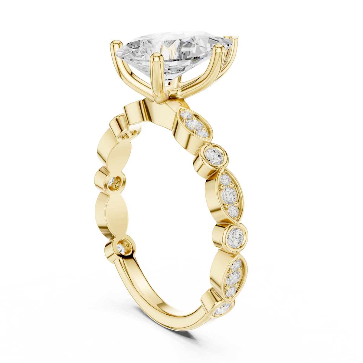 14K Solid Gold Lab Diamond Twist Ring, Yellow Gold, view 1
