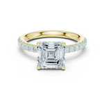 Gold Ring, Asscher center stone, Yellow Gold
