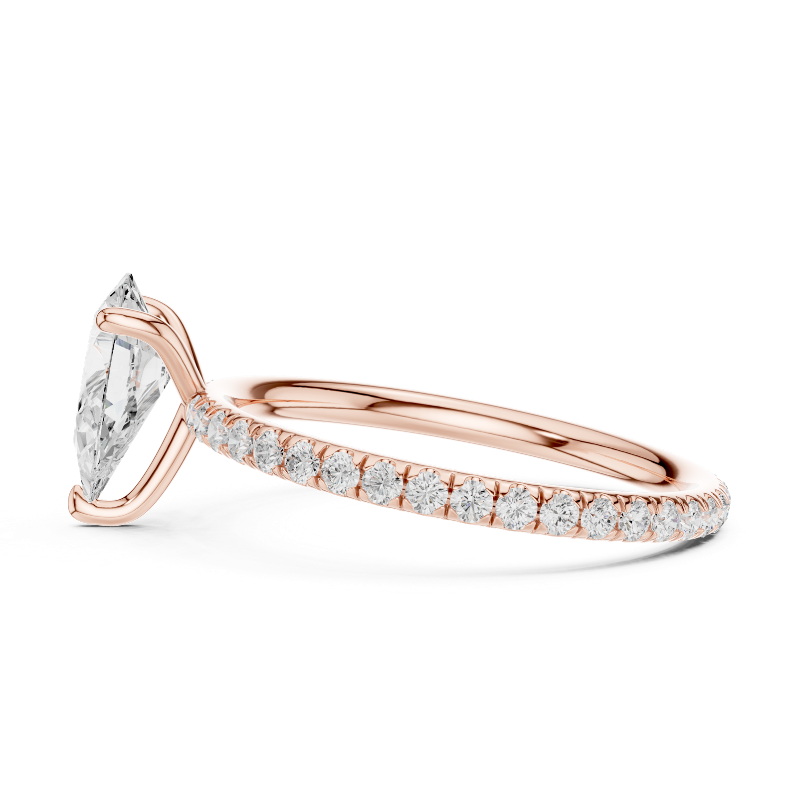Gold Jewelry L36-15, Pear center stone, Rose Gold, view 3
