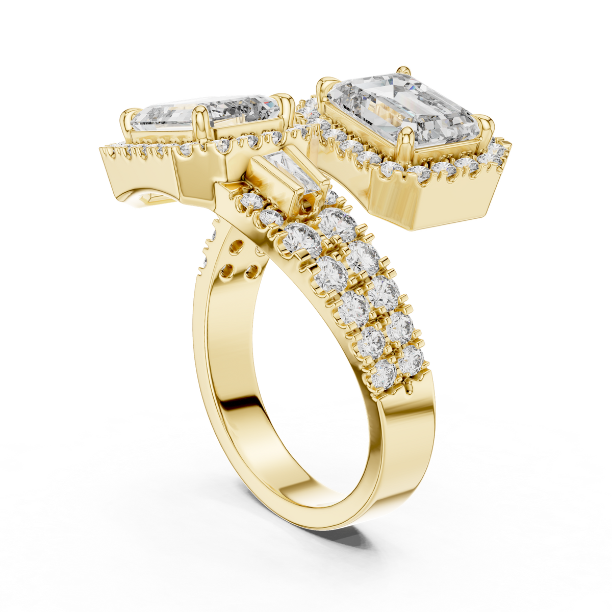 14K Solid Gold Lab Diamond Halo Ring, Yellow Gold, view 1