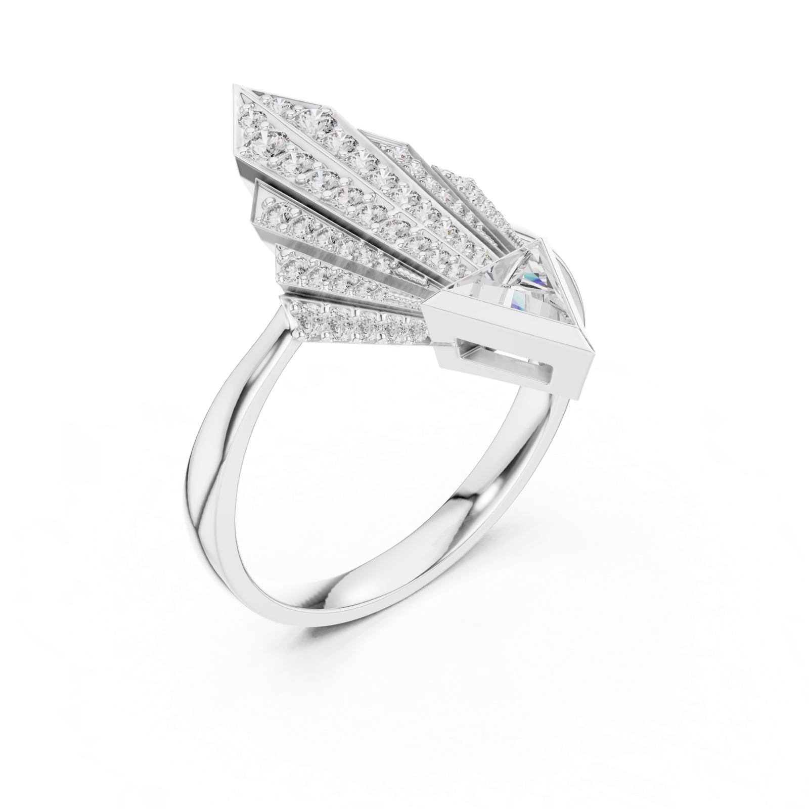 Gold Ring 00001L (42), White Gold, view 2