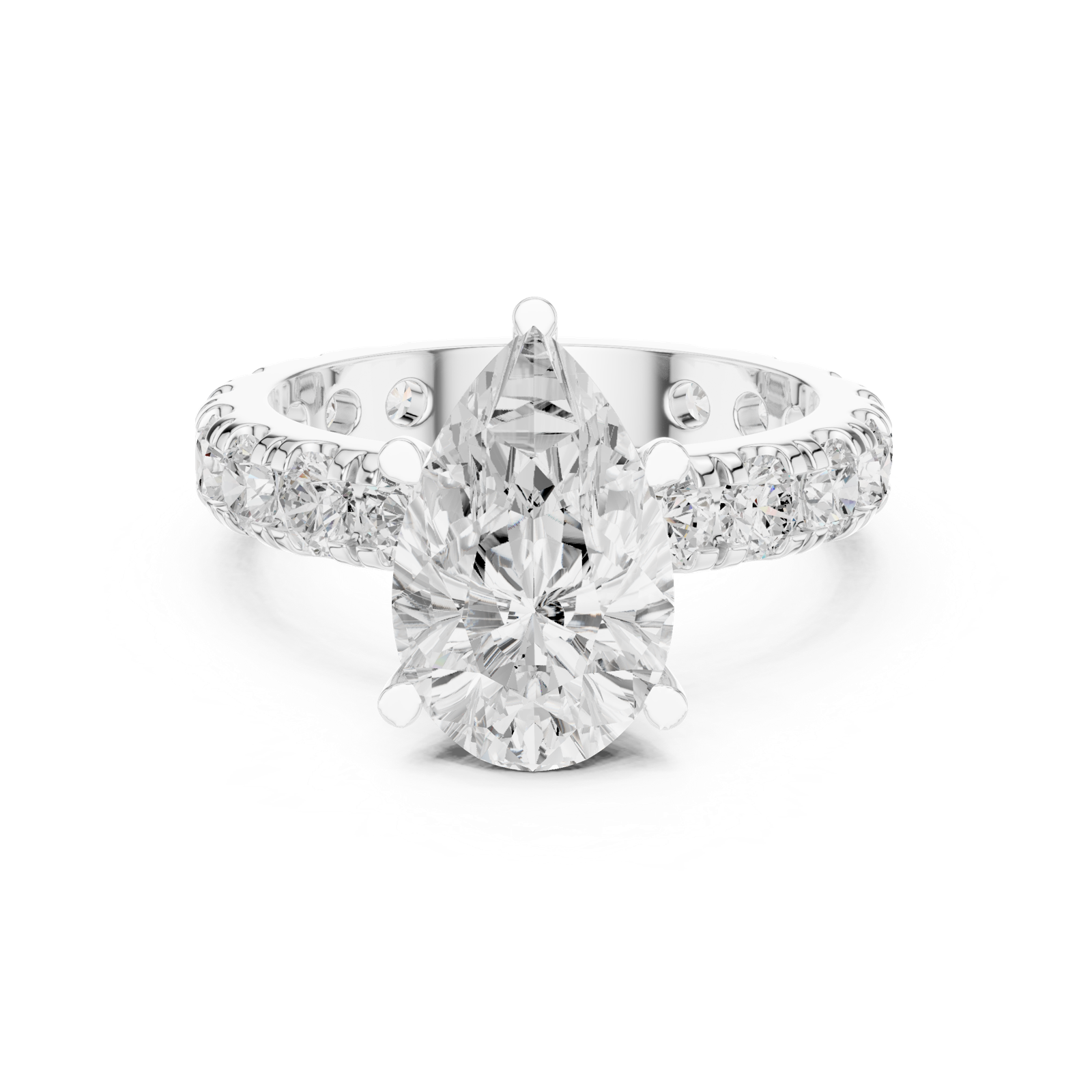 Gold Jewelry L35-63, Pear center stone, White Gold, view 4