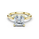 Gold Ring, Asscher center stone, Yellow Gold