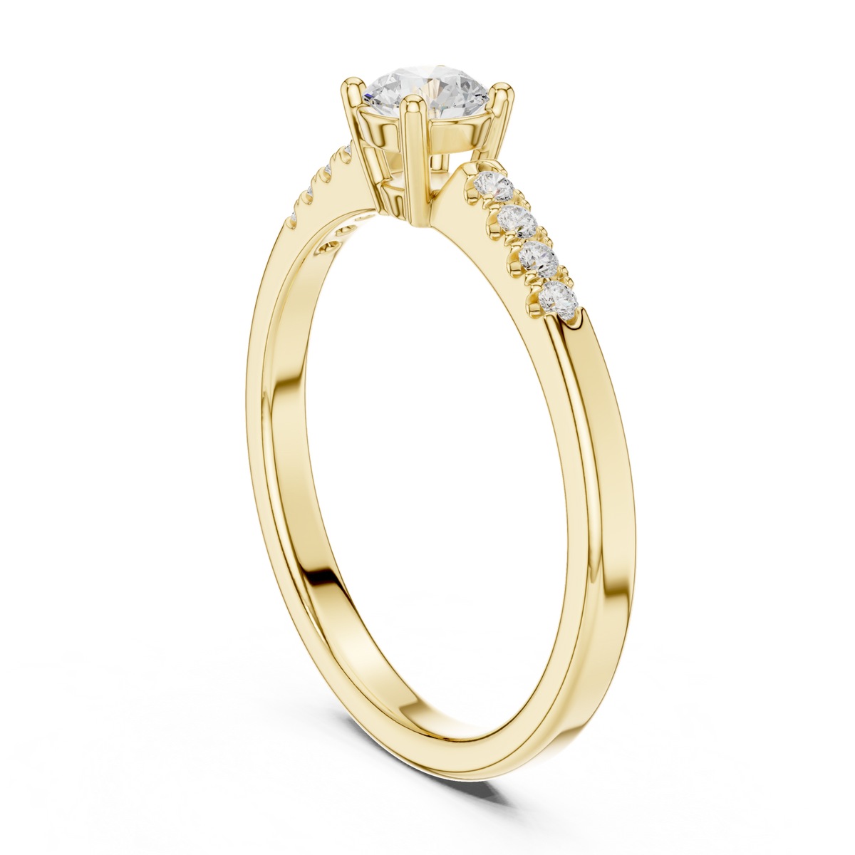 14K Solid Gold Lab Diamond Solitaire Ring, Yellow Gold, view 1