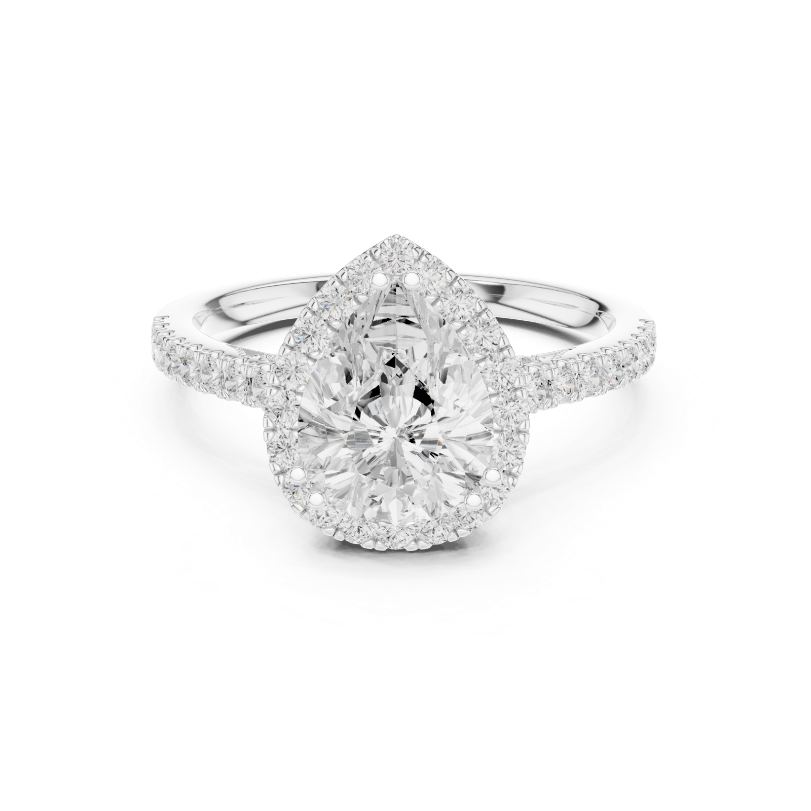 Gold Ring DDLR-255, Pear center stone, White Gold, view 4