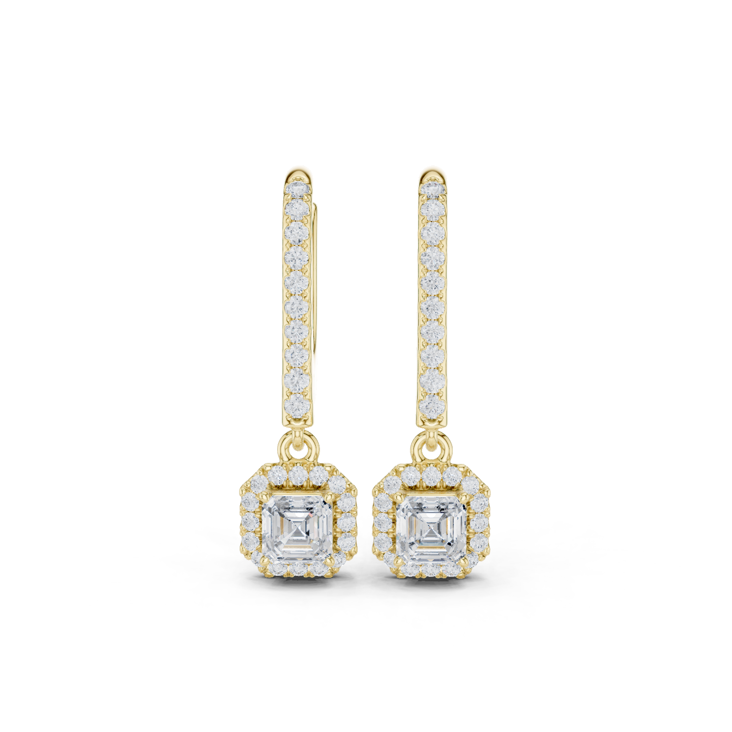 Gold Jewelry DDER-034, Asscher center stone, Yellow Gold