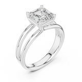 Gold Jewelry L36-9, Asscher center stone, White Gold, view 2