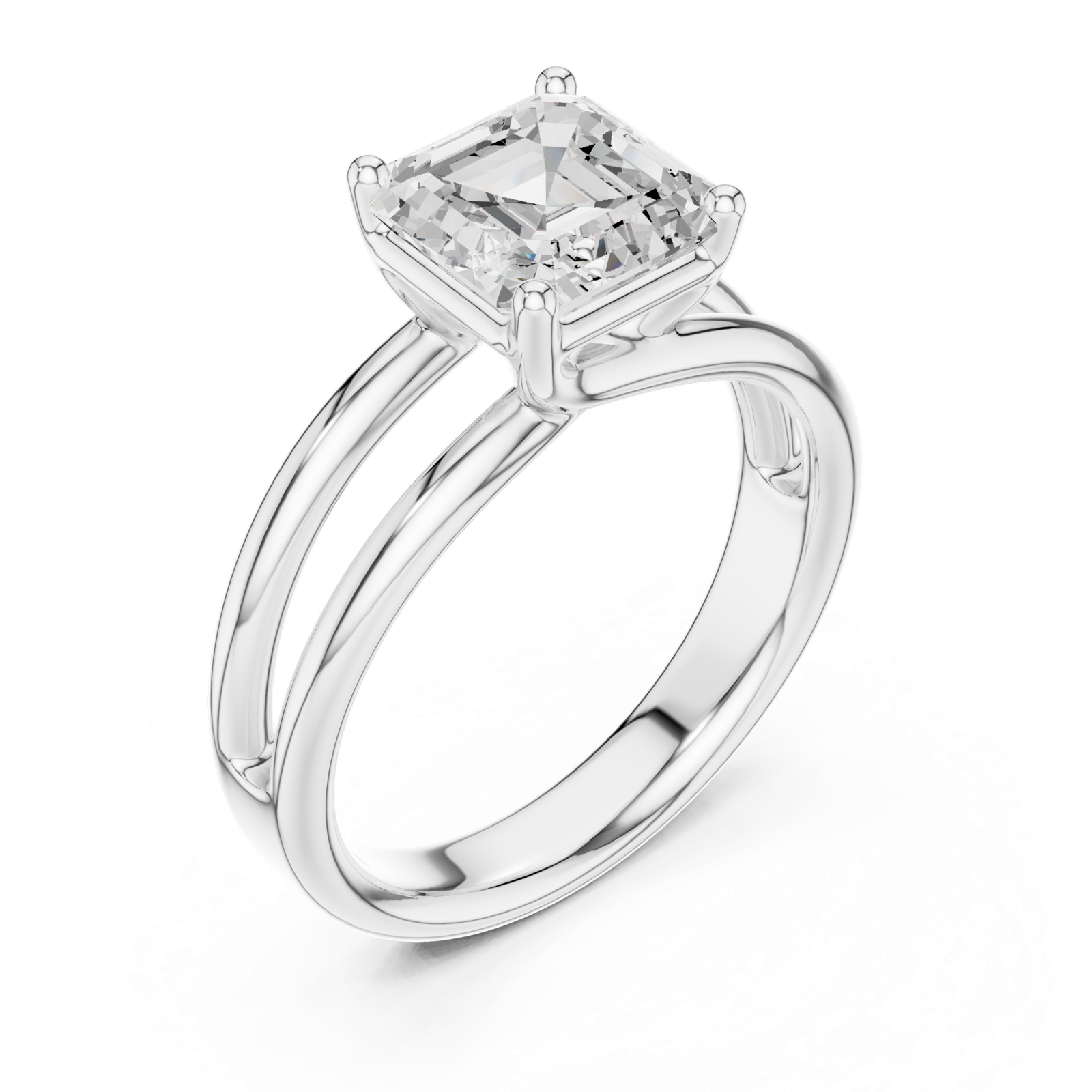 Gold Jewelry L36-9, Asscher center stone, White Gold, view 2