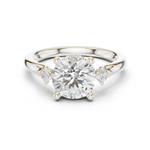 Gold Ring DDLR-164, Round center stone, White Gold