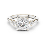 Gold Ring DDLR-164, Round center stone, White Gold