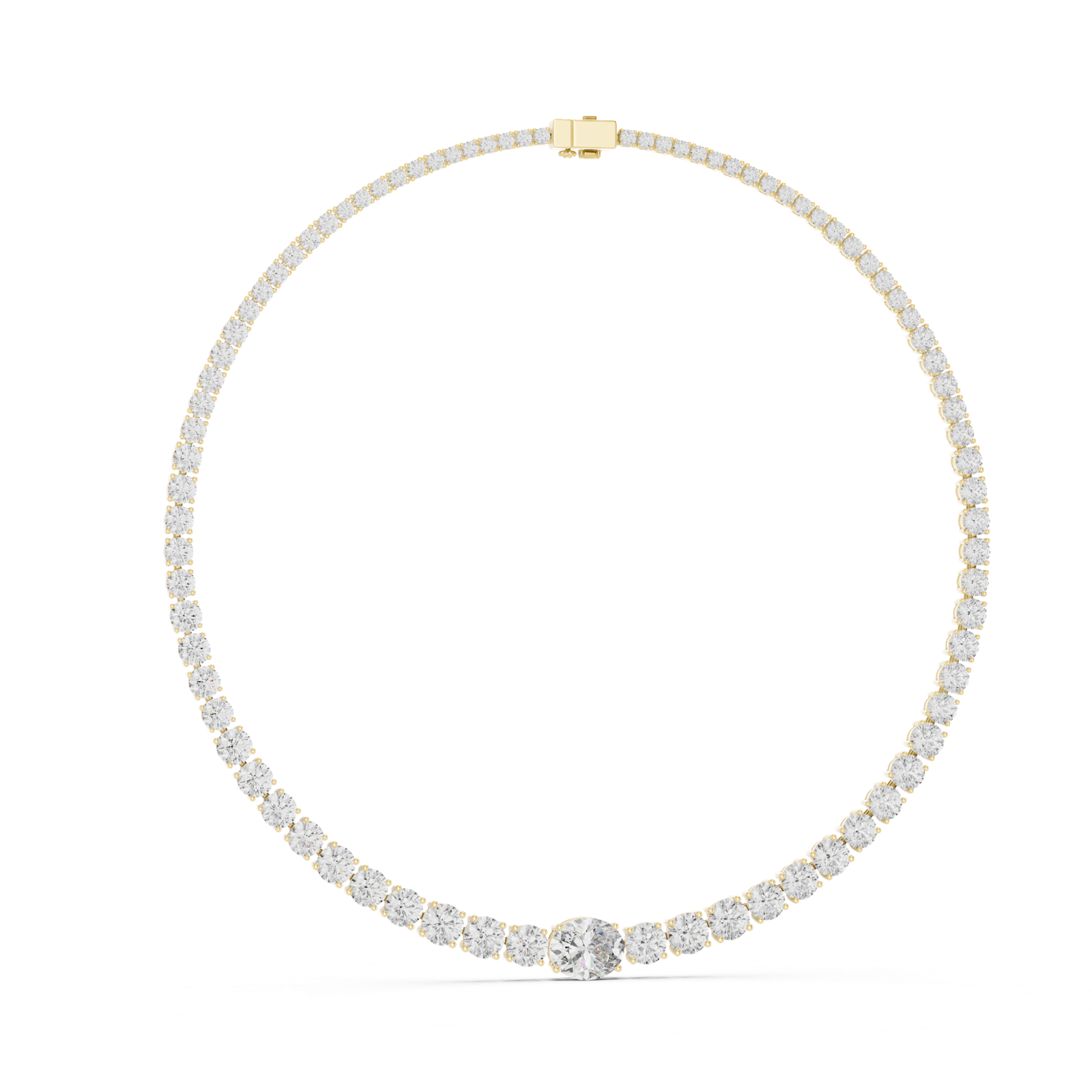 14K Solid Gold Lab Diamond Tennis Necklace, Yellow Gold, view 1
