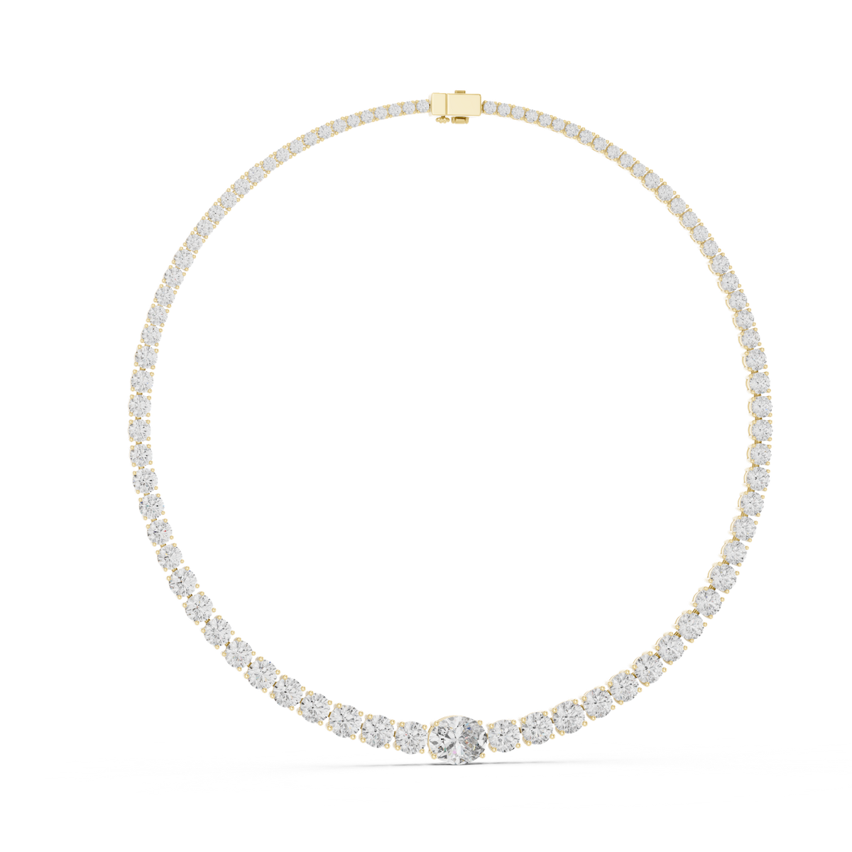 14K Solid Gold Lab Diamond Tennis Necklace, Yellow Gold, view 1