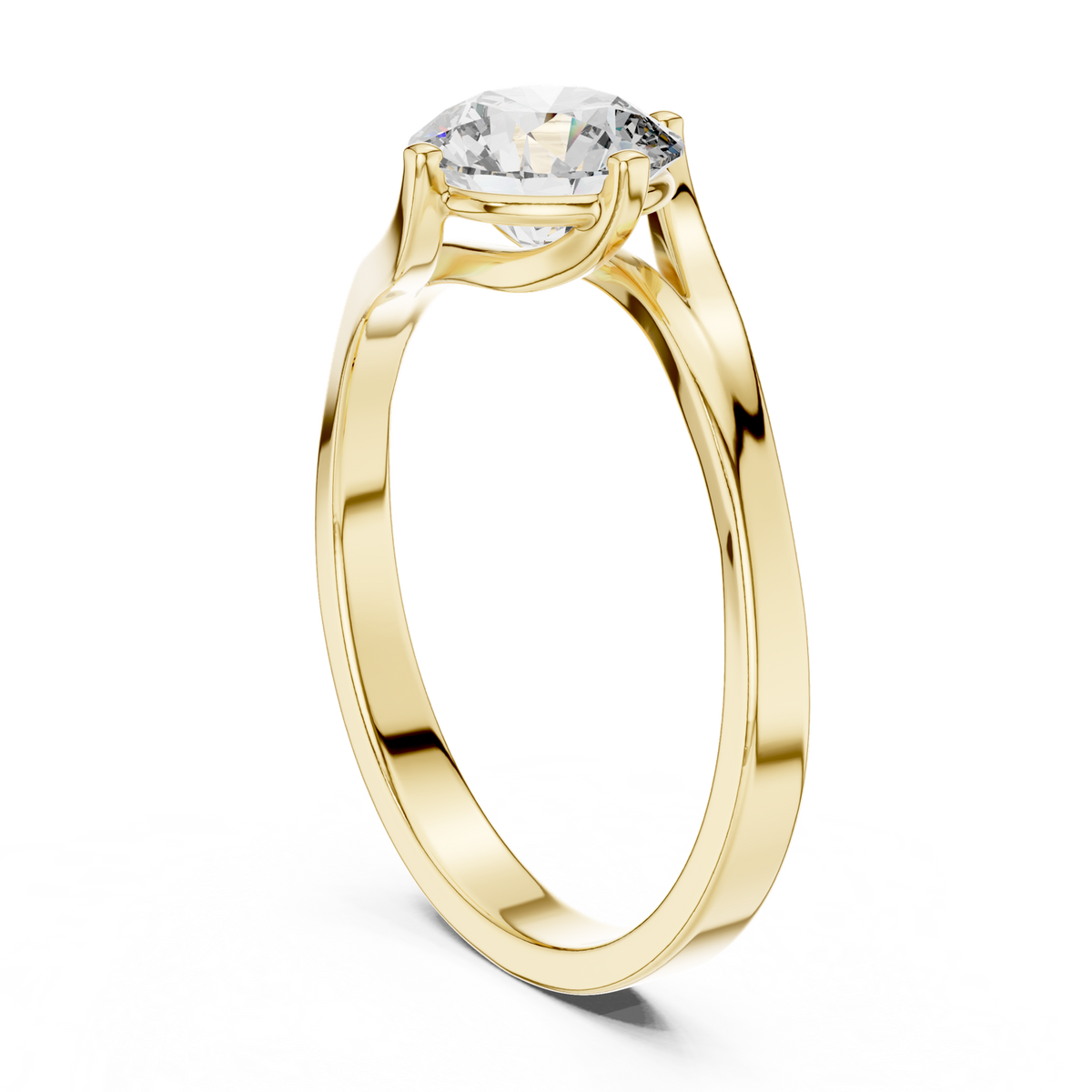 14K Solid Gold Lab Diamond Twist Ring, Yellow Gold, view 1