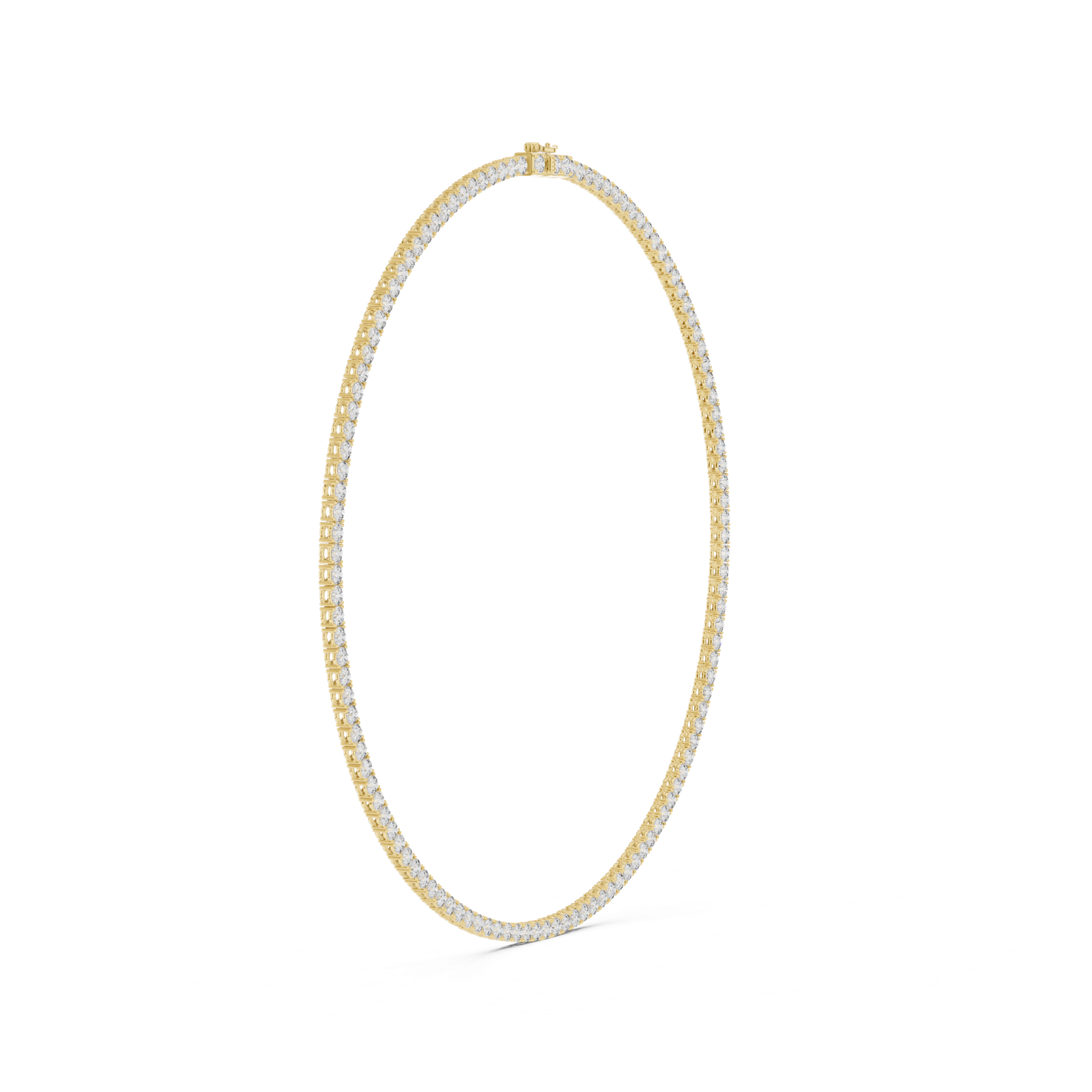 14K Solid Gold Lab Diamond Tennis Necklace, Yellow Gold, view 3