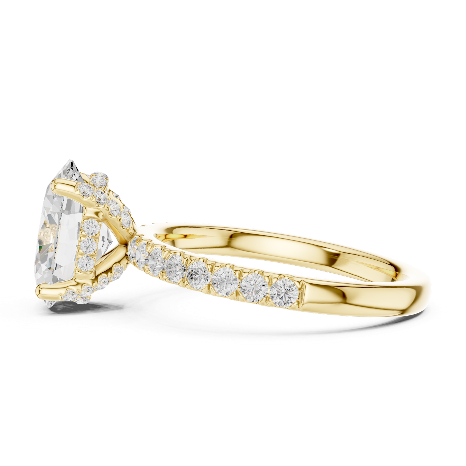 Gold Ring DDLR-161, Oval center stone, Yellow Gold, view 3