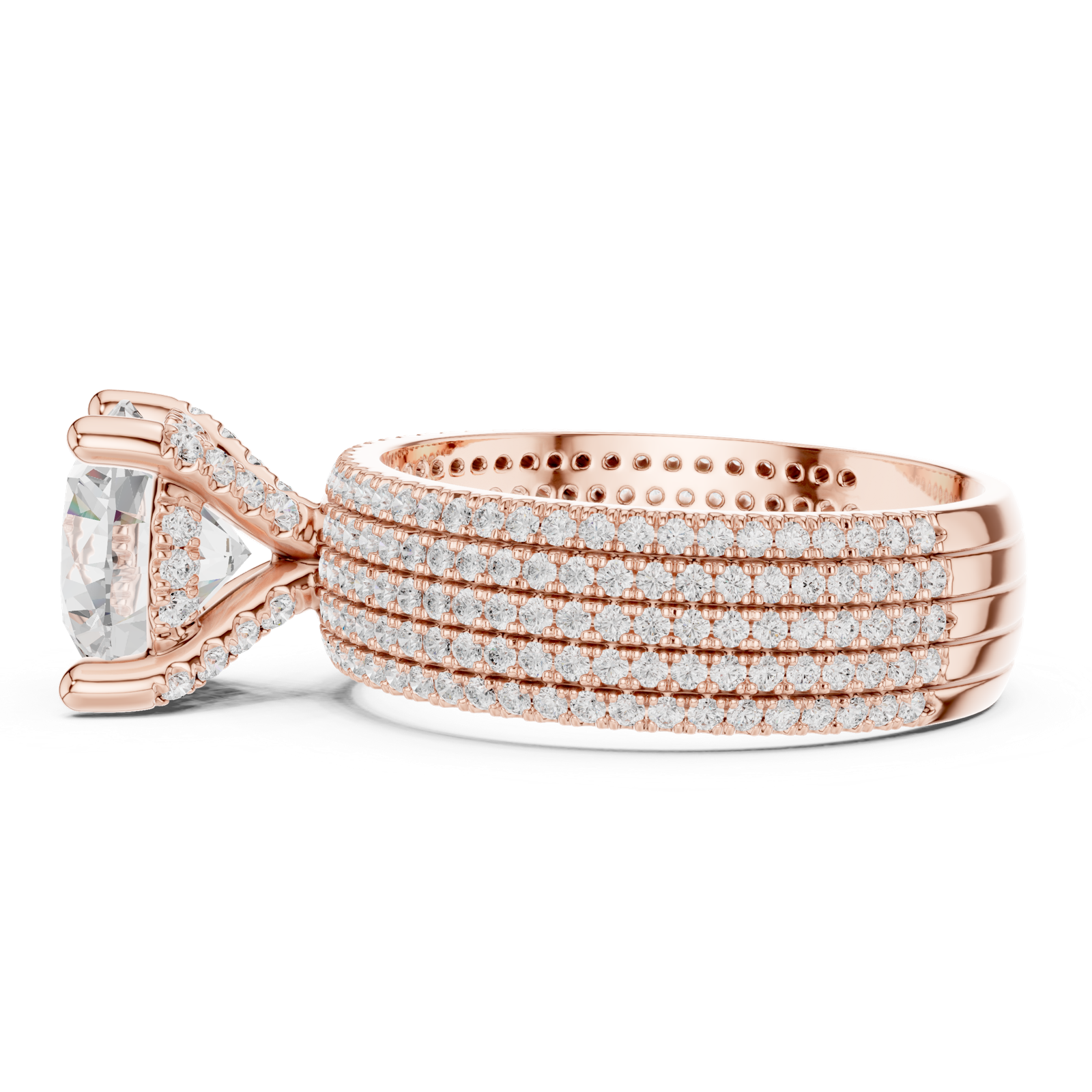 Gold Ring, Round center stone, Rose Gold, view 3