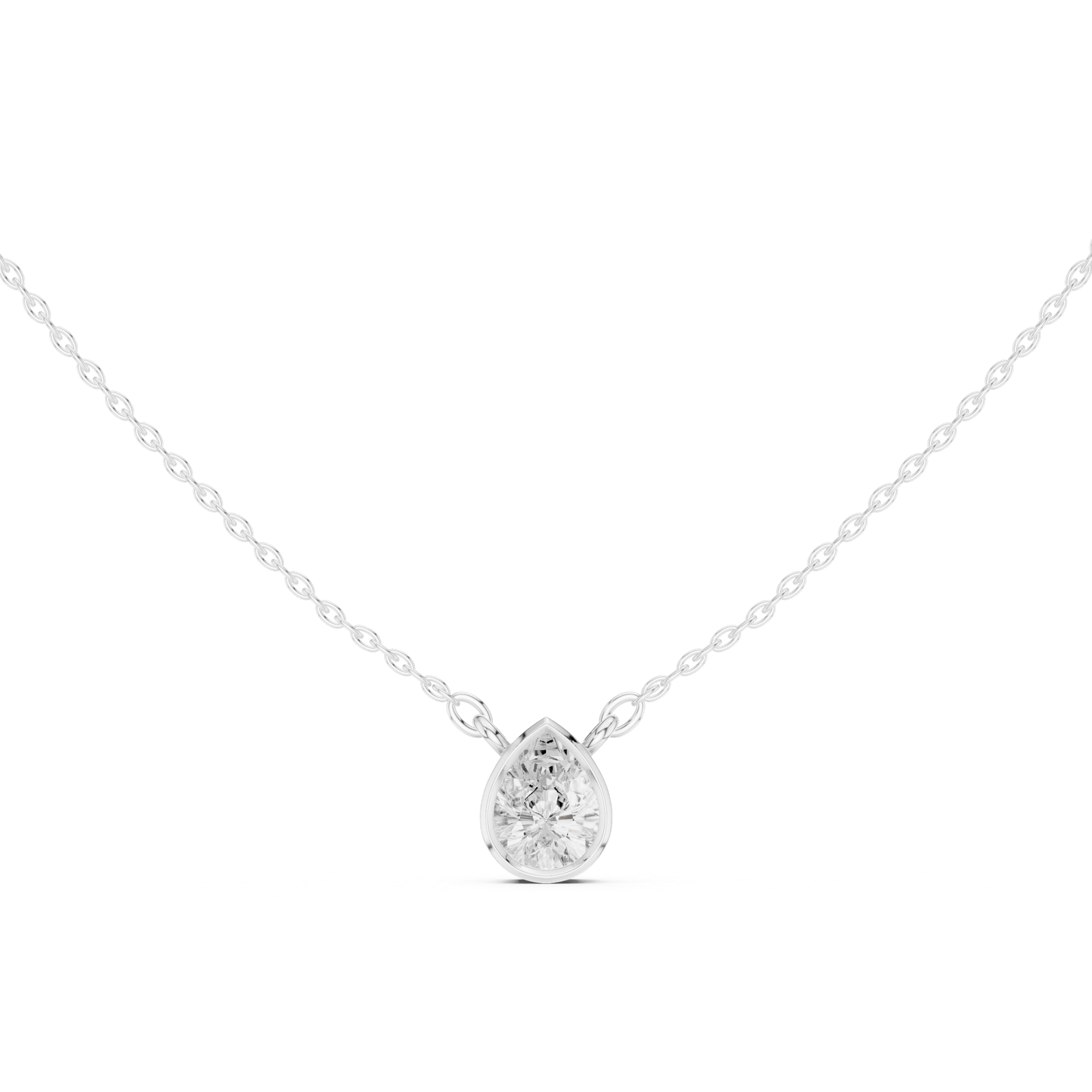 Gold Jewelry DDPS-001, Pear center stone, White Gold, view 4