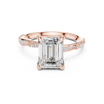 Gold Ring DDLR-167, Emerald center stone, Rose Gold, view 4