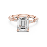Gold Ring DDLR-167, Emerald center stone, Rose Gold, view 4