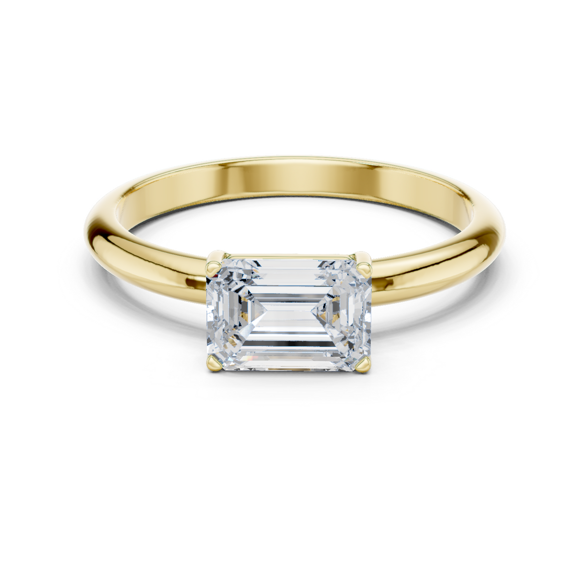 14K Solid Gold Lab Diamond Solitaire Ring, Yellow Gold