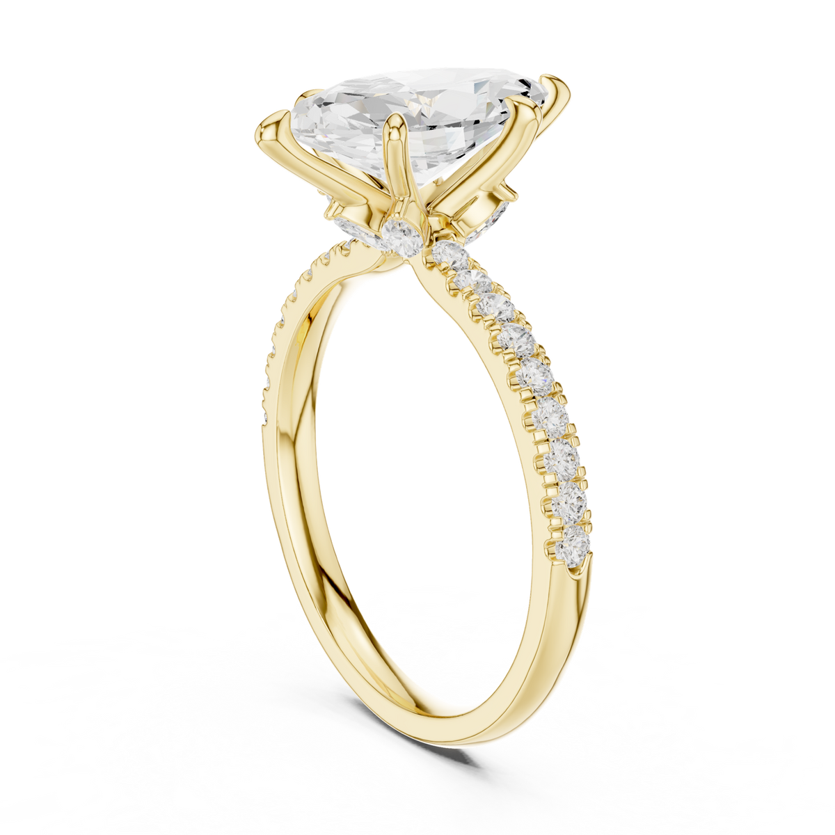 14K Solid Gold Lab Diamond Solitaire Ring, Yellow Gold, view 1