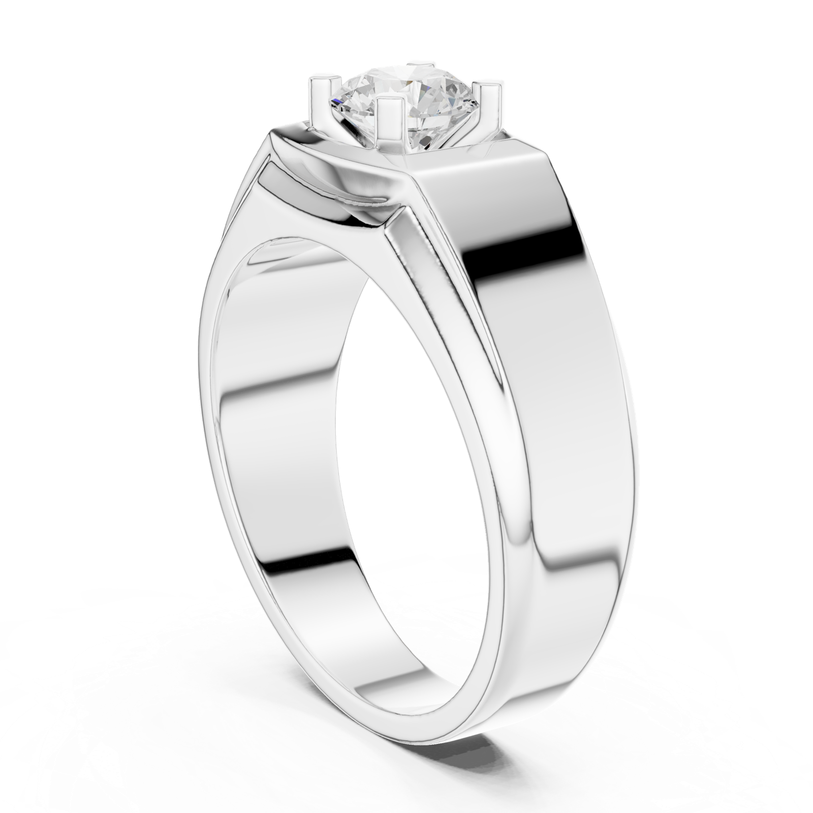 14K Solid Gold Lab Diamond Solitaire Ring, White Gold, view 1