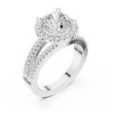 Gold Ring DDLR-350, Cushion center stone, White Gold, view 2