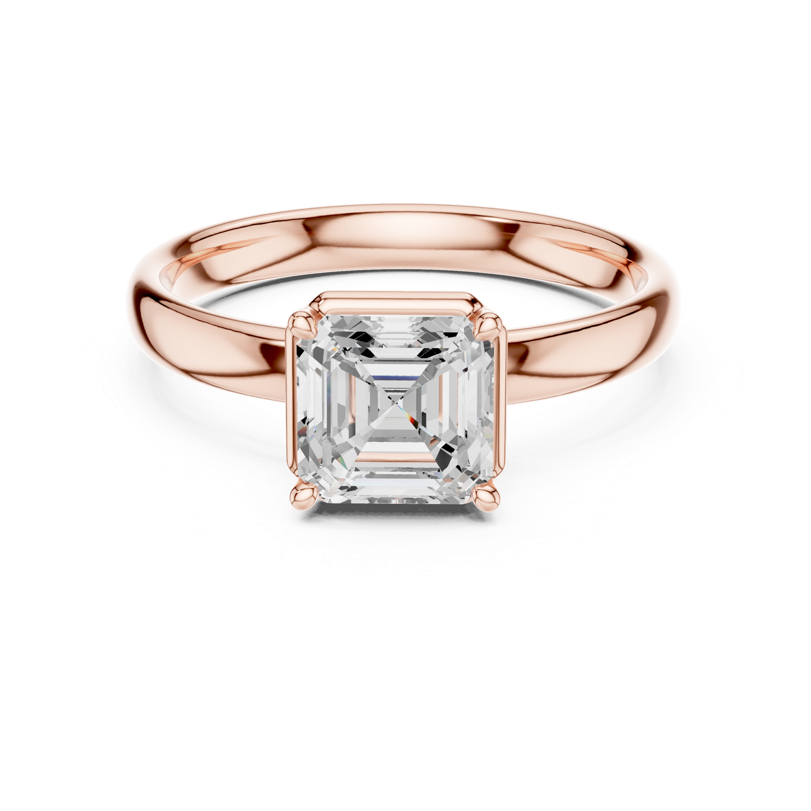 Gold Jewelry, Asscher center stone, Rose Gold, view 4