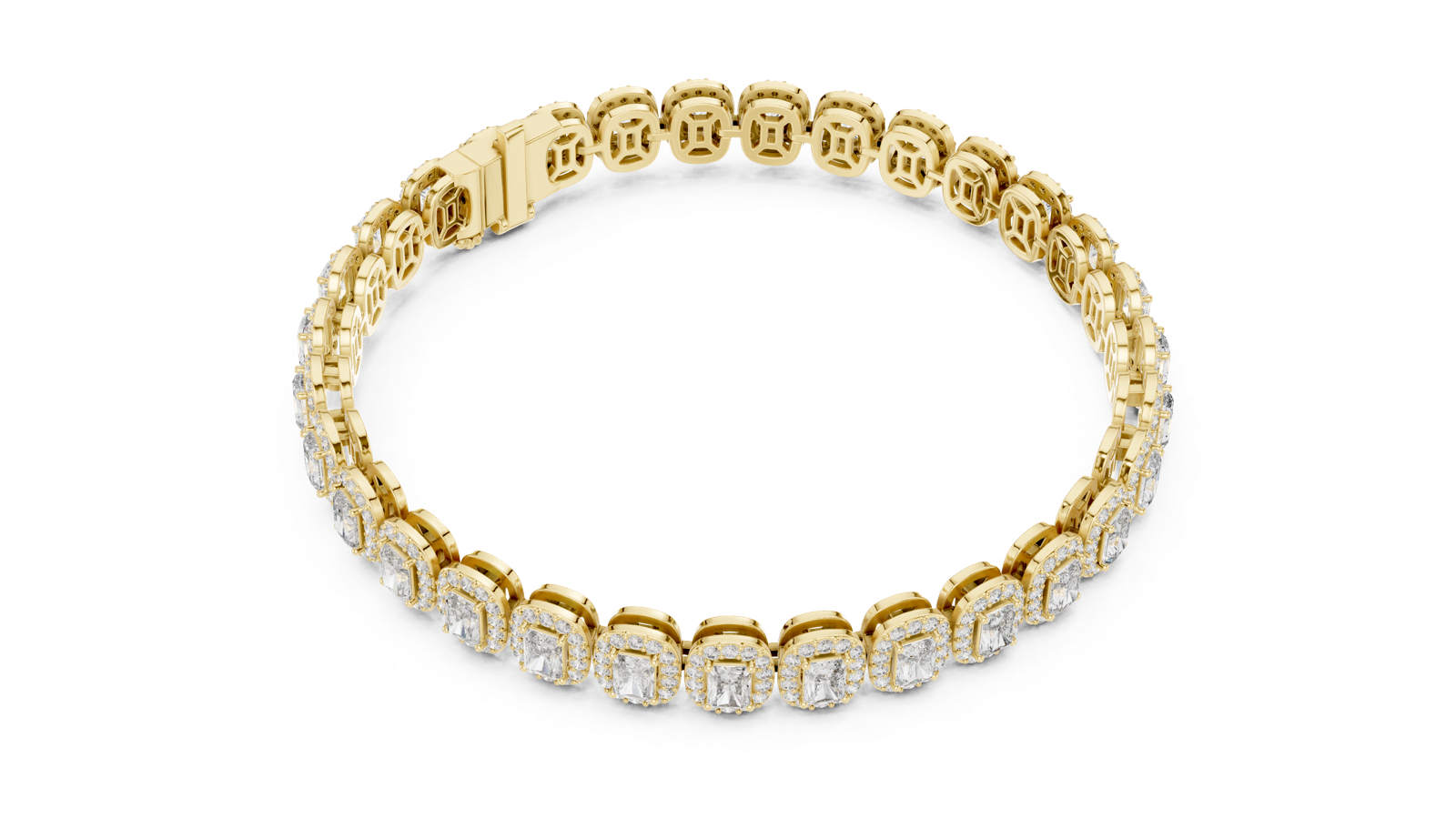 14K Solid Gold Lab Diamond Bracelet, Yellow Gold, view 2