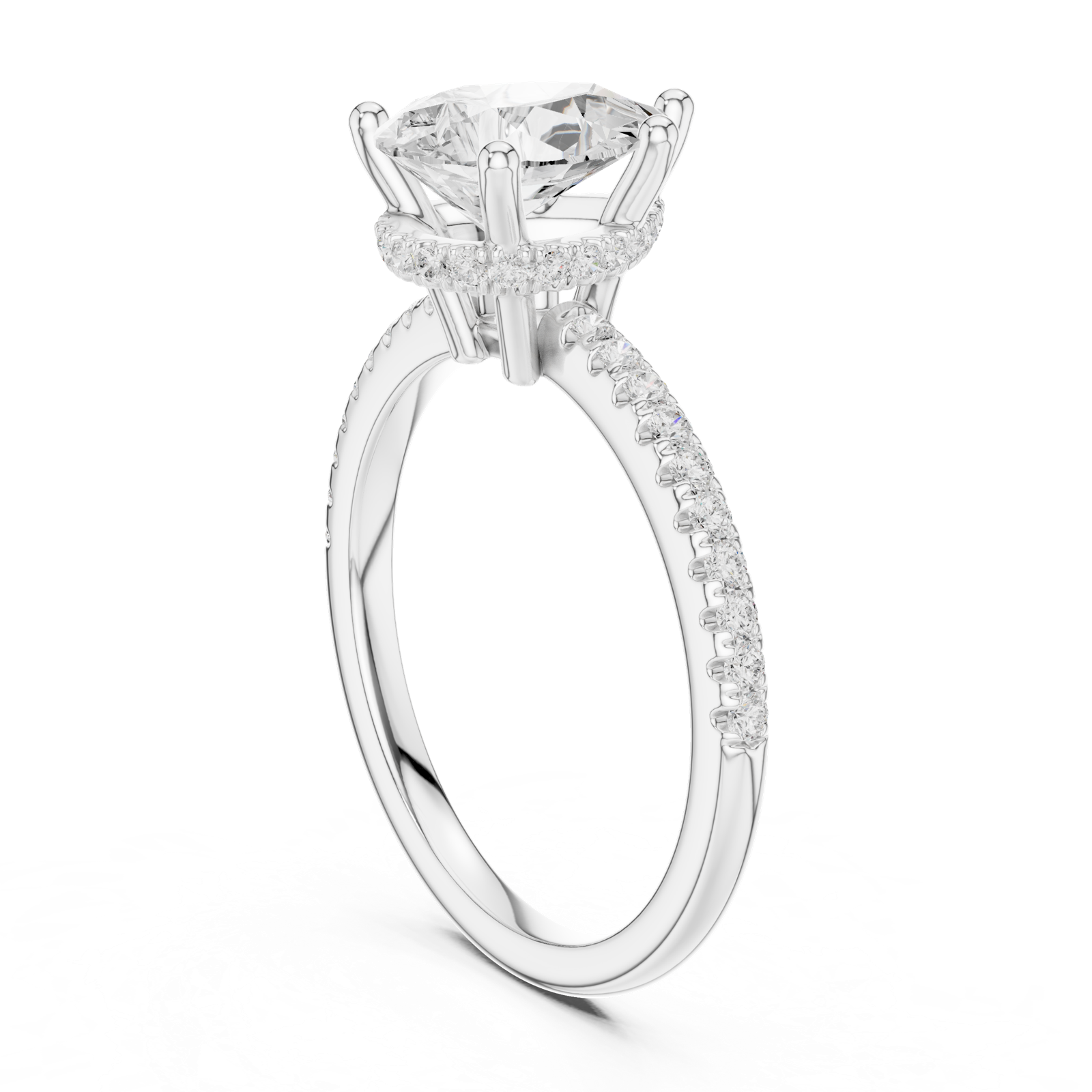 Gold Ring DDLR-177, Pear center stone, White Gold, view 1
